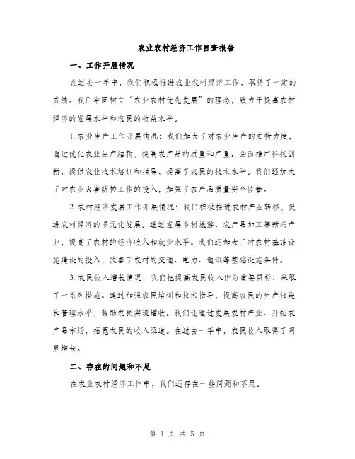 农业农村经济工作自查报告（2篇）