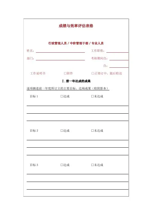 成绩与效率评估表