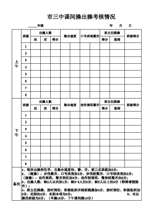 市三中两操考核表