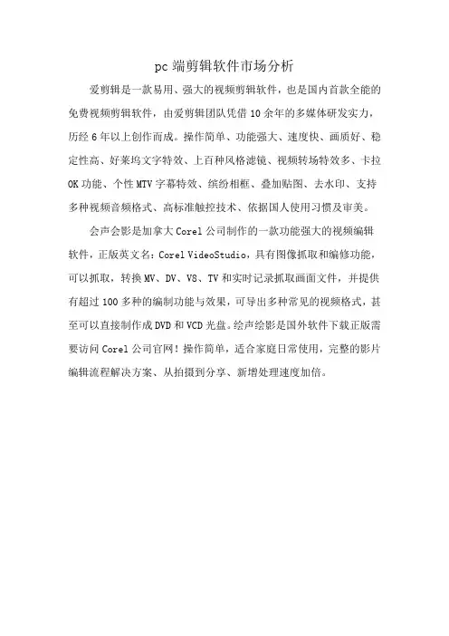 pc端剪辑软件市场分析