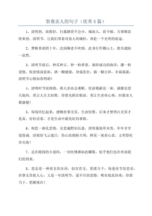 祭奠亲人的句子(优秀3篇)