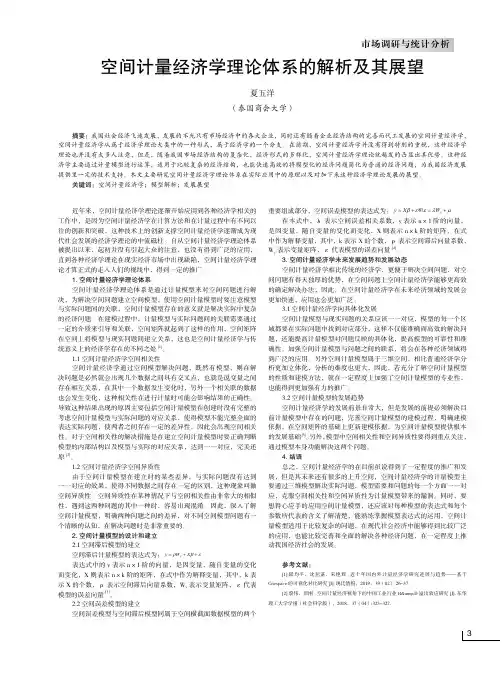 空间计量经济学理论体系的解析及其展望