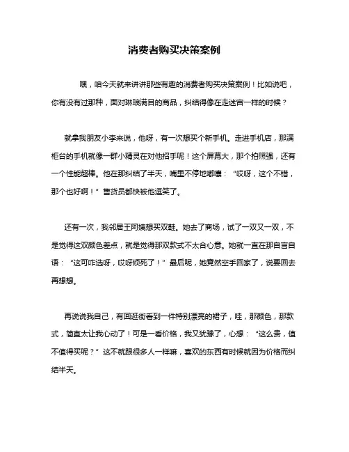 消费者购买决策案例
