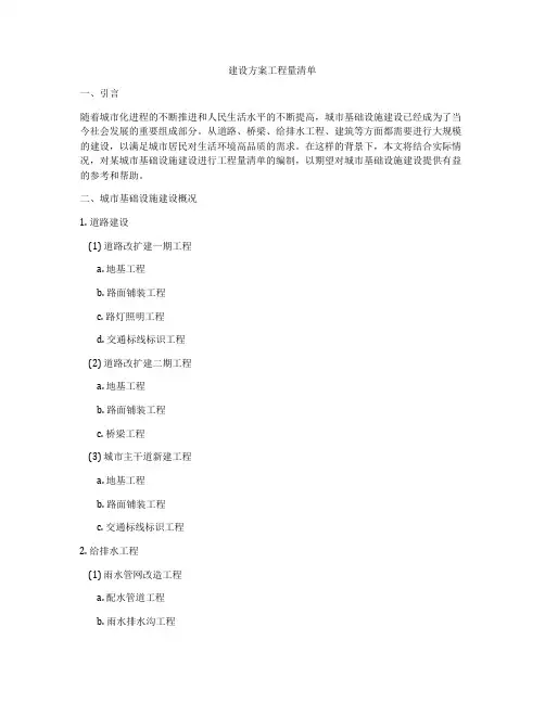建设方案工程量清单