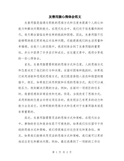 友善用脑心得体会范文