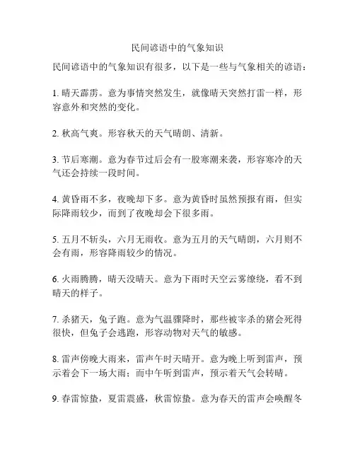 民间谚语中的气象知识