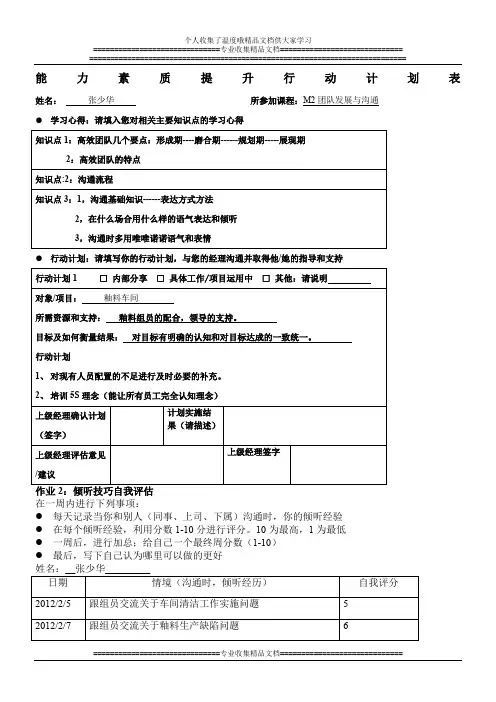 能力素质提升行动计划表(作业三)