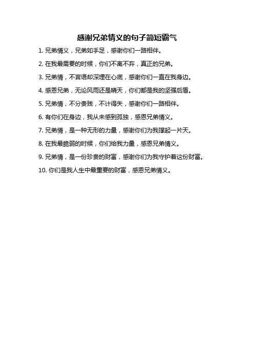 感谢兄弟情义的句子简短霸气