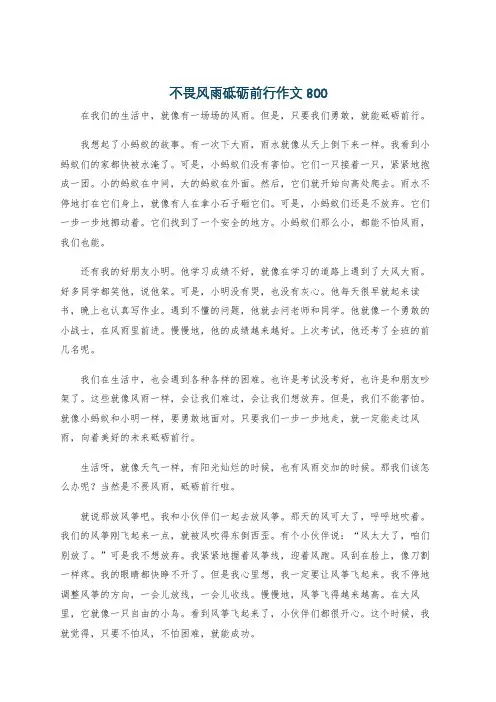 不畏风雨砥砺前行作文800