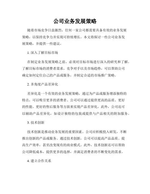 公司业务发展策略