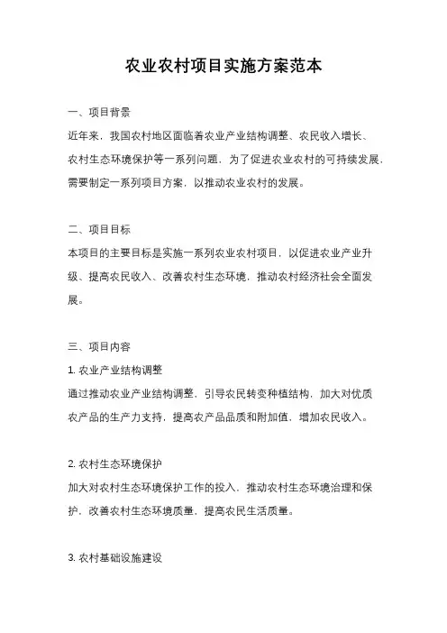农业农村项目实施方案范本