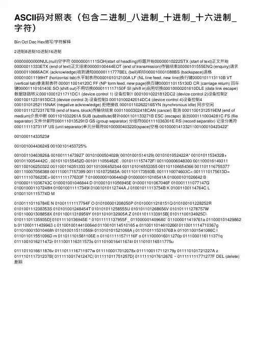 ASCII码对照表（包含二进制_八进制_十进制_十六进制_字符）