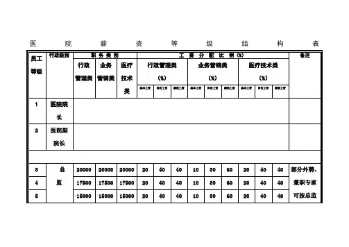 医院薪资等级结构表
