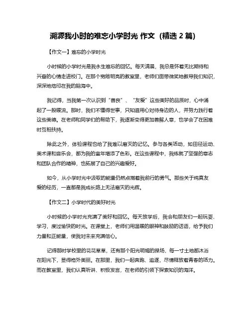 溯源我小时的难忘小学时光 作文(精选2篇)