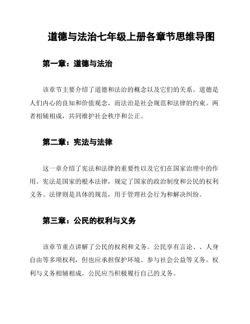 道德与法治七年级上册各章节思维导图