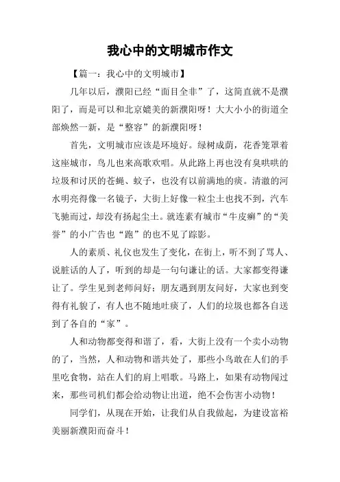 我心中的文明城市作文