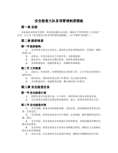 安全检查大队各项管理制度模板