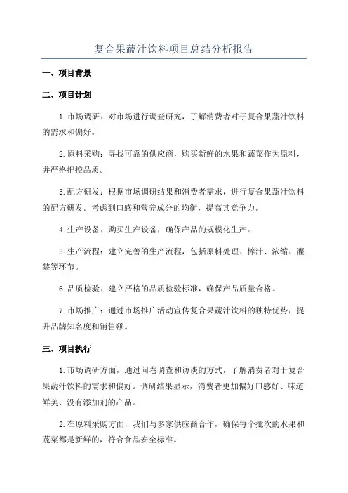 复合果蔬汁饮料项目总结分析报告
