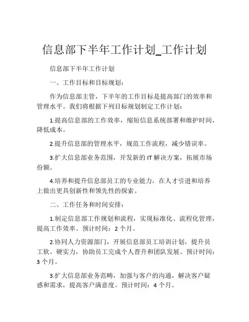 信息部下半年工作计划_工作计划