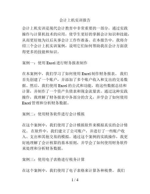 会计上机实训报告