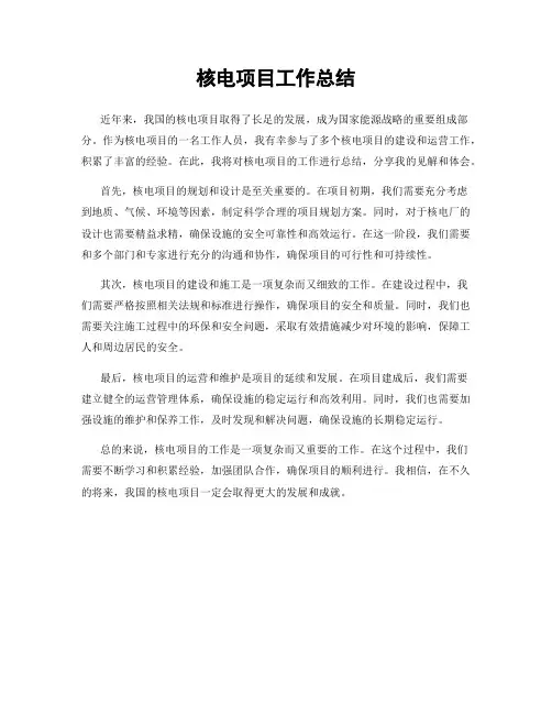 核电项目工作总结