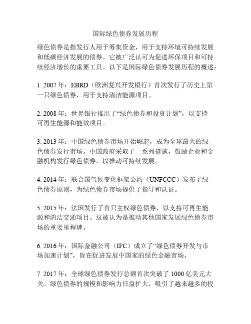 国际绿色债券发展历程