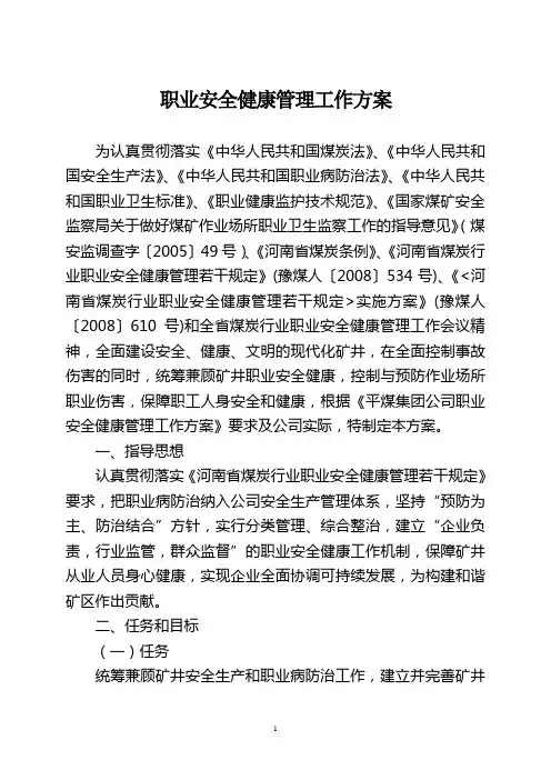 职业健康安全管理方案(WORD10页)