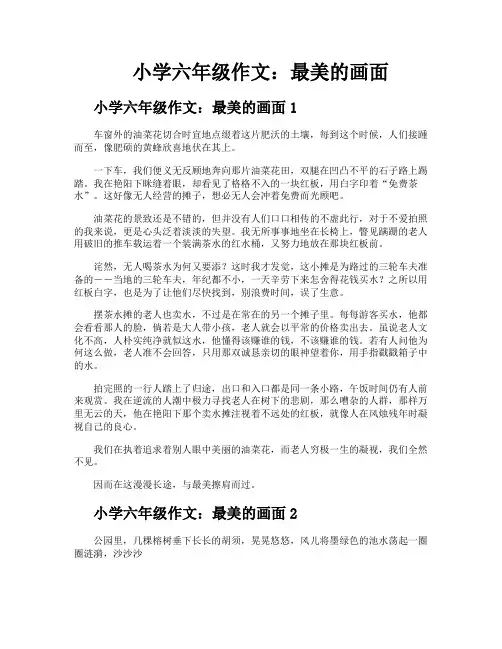 小学六年级作文最美的画面