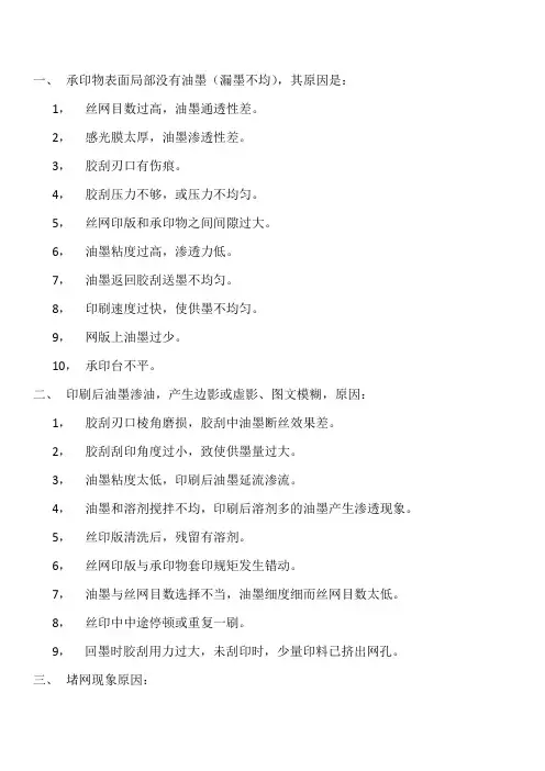 丝印常见问题解决