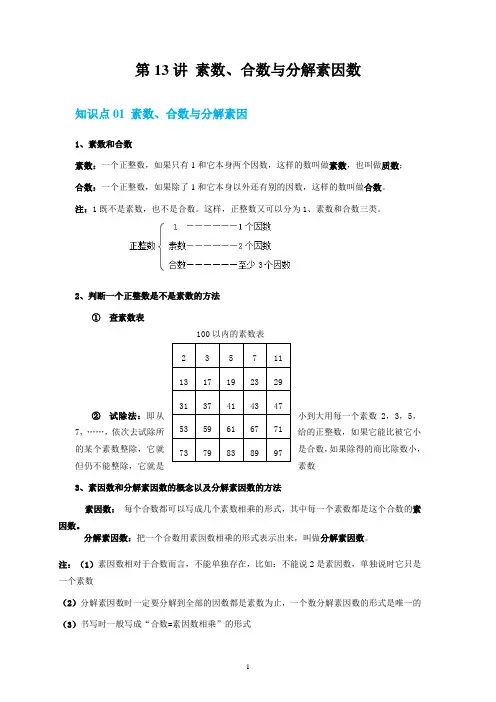 素数、合数与分解素因数