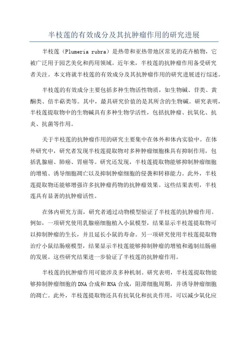 半枝莲的有效成分及其抗肿瘤作用的研究进展