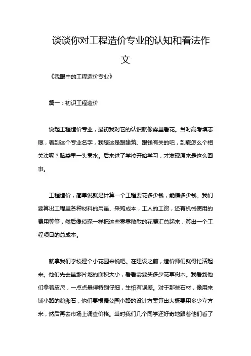 谈谈你对工程造价专业的认知和看法作文