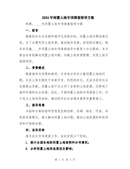 2024年闲置土地专项清查指导方案