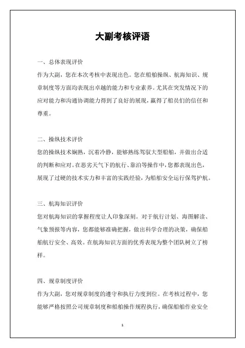 大副考核评语