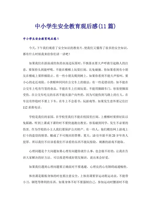 中小学生安全教育观后感(11篇)