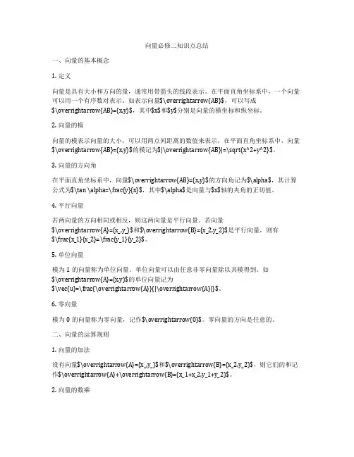向量必修二知识点总结
