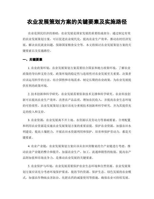 农业发展策划方案的关键要素及实施路径