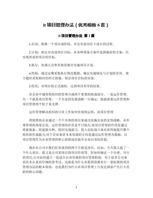 it项目管理办法(优秀模板6套)