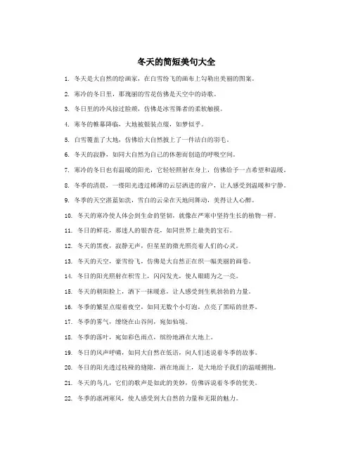 冬天的简短美句大全