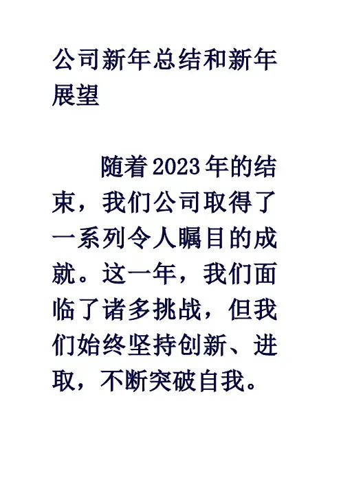 公司新年总结和新年展望