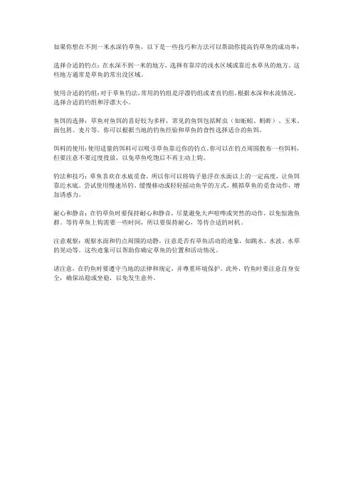 不到一米水深钓草鱼的技巧和方法