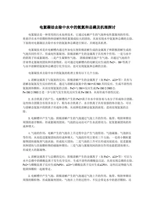电絮凝法去除中水中的氨氮和总磷及机理探讨