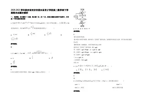2020-2021学年陕西省西安市蓝田县育才学校高二数学理下学期期末试题含解析
