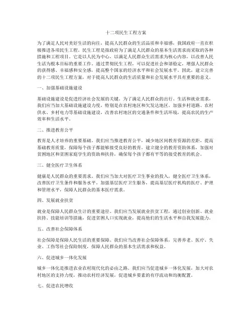 十二项民生工程方案
