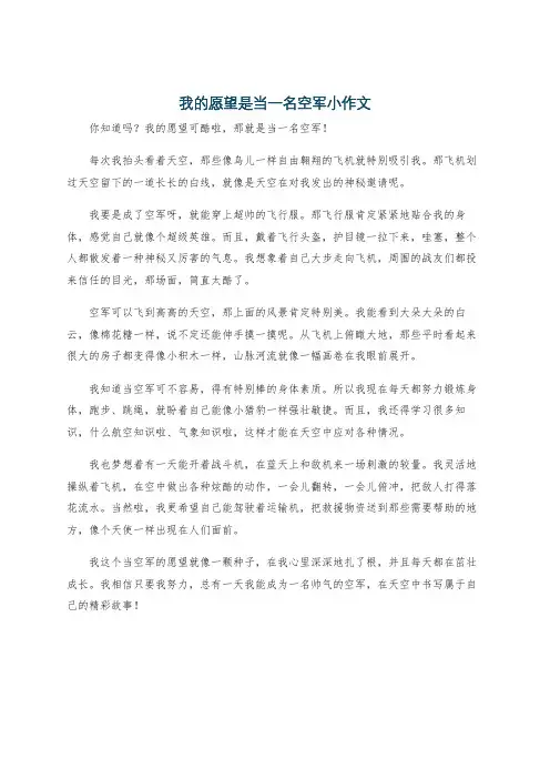 我的愿望是当一名空军小作文