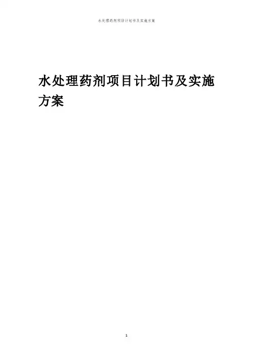 水处理药剂项目计划书及实施方案「中弘咨询」