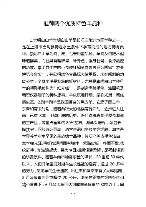 推荐两个优质特色羊品种