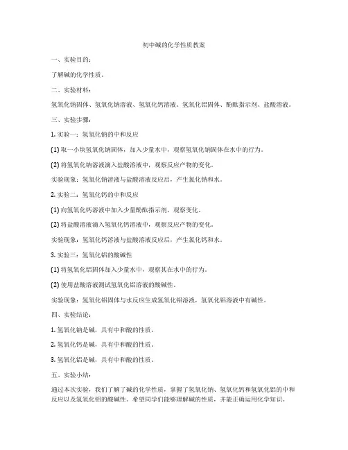 初中碱的化学性质教案