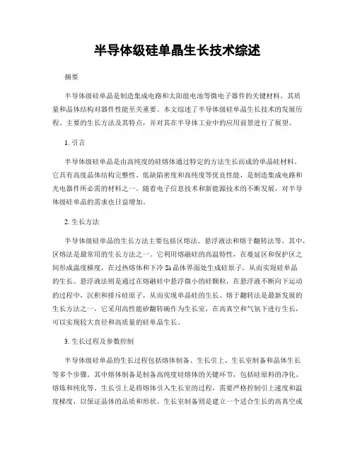 半导体级硅单晶生长技术综述