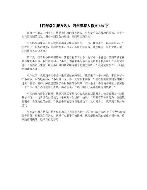 【四年级】魔方达人 四年级写人作文350字
